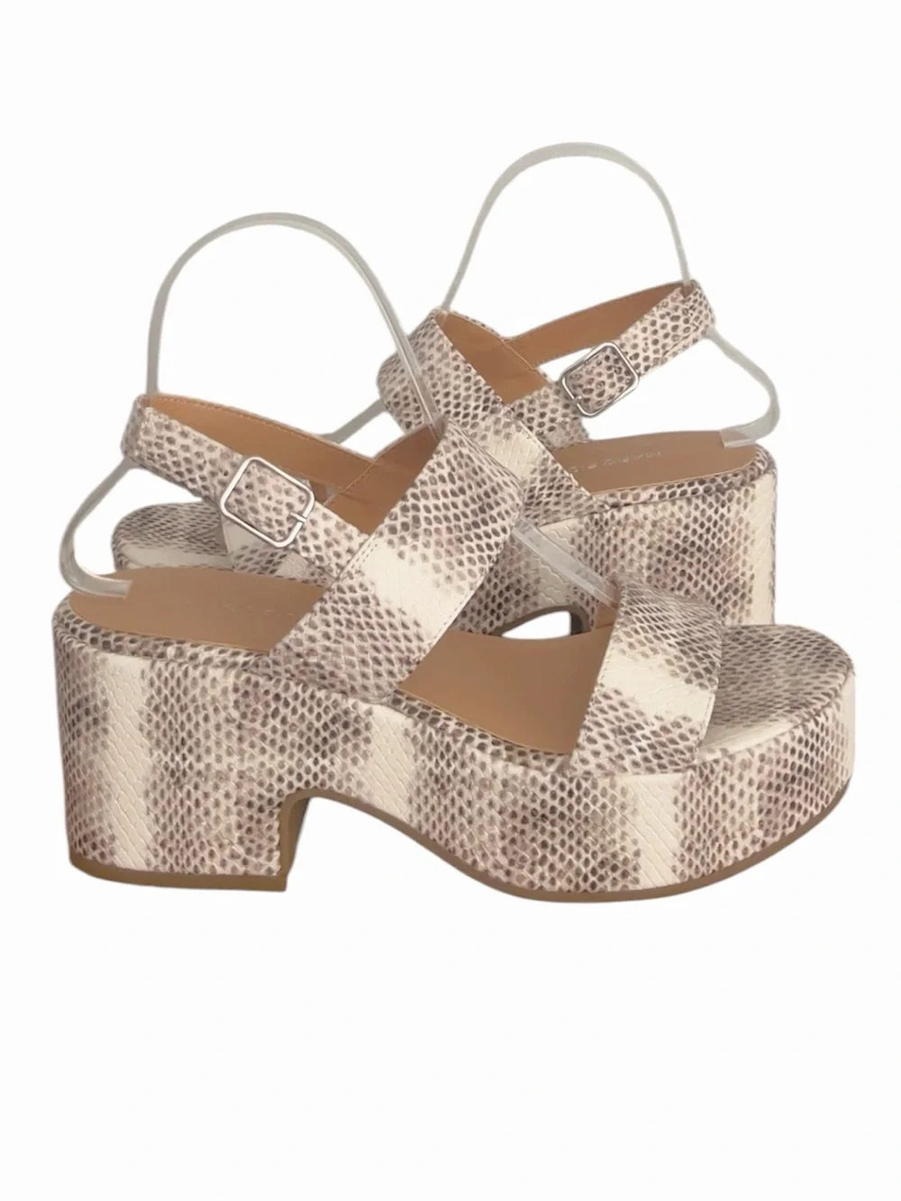 New Marc Fisher Panache Snakeskin Print Platform Sandals - Size 7.5